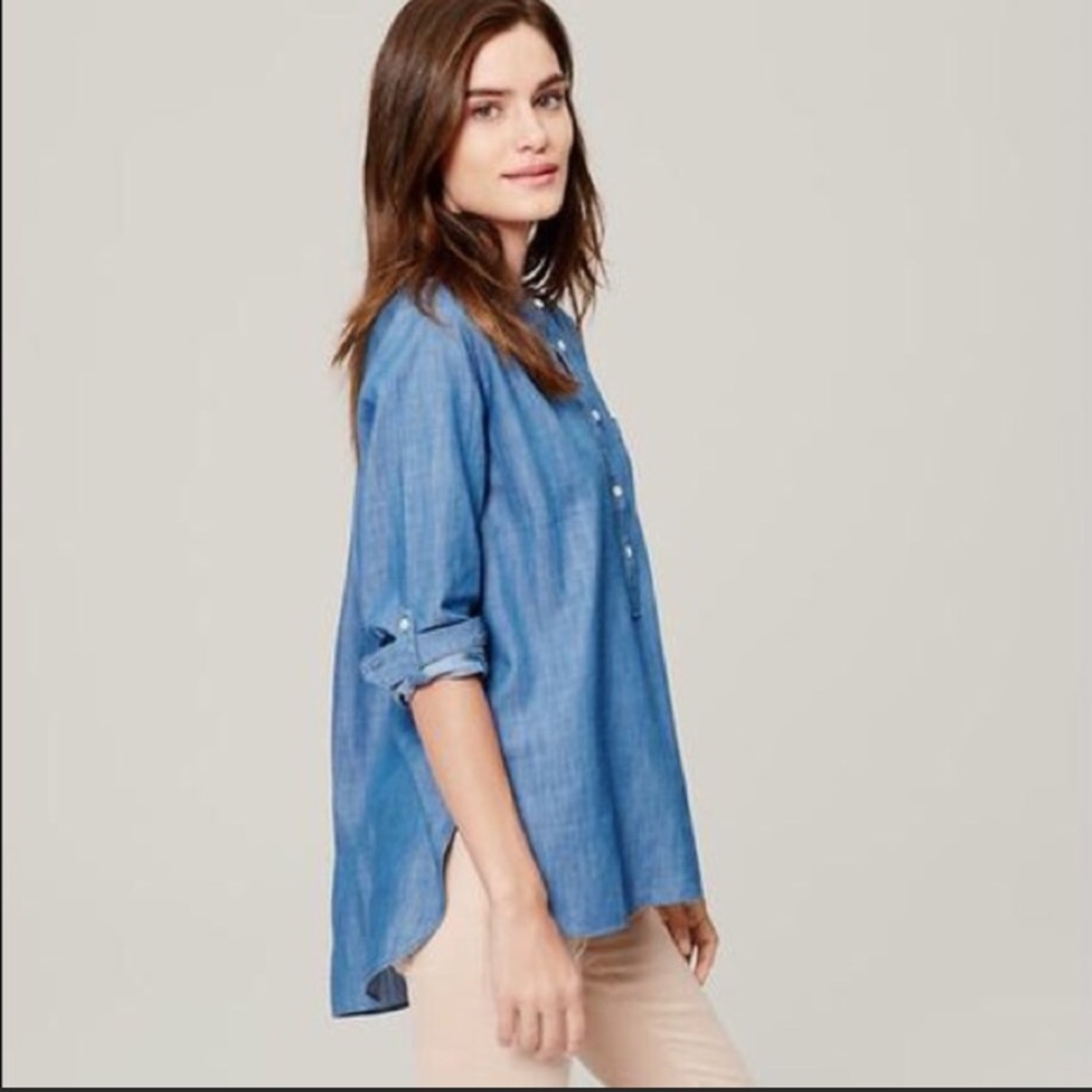LOFT Chambray long sleeve blouse